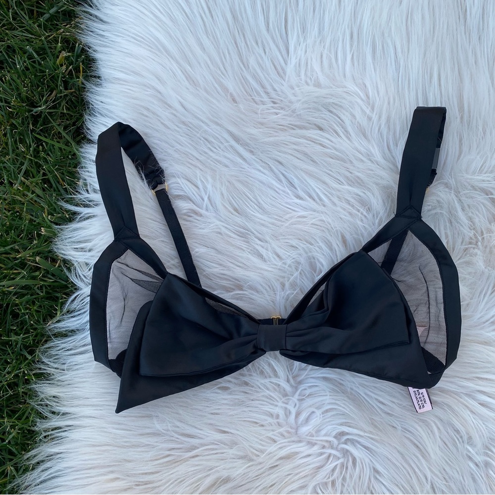 Victoria's Secret Dream Angels Bra Bralette Mesh Satin Bow Black small - Picture 4 of 9